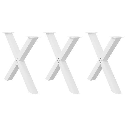 3 db X alakú étkezőasztal láb fehér 90 x (72-73) cm acél étkezőasztal láb