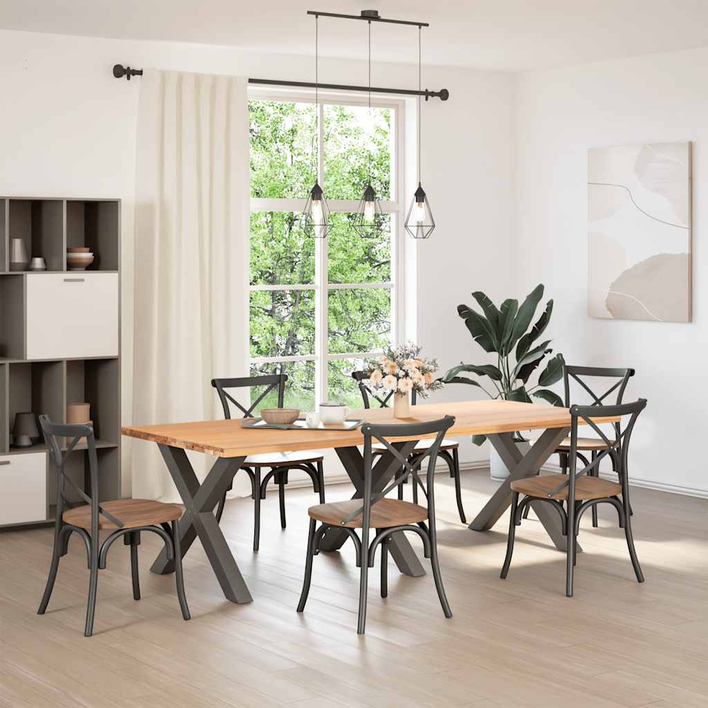 3 db antracitszürke X-alakú acél étkezőasztalláb 90 x (72-73) cm