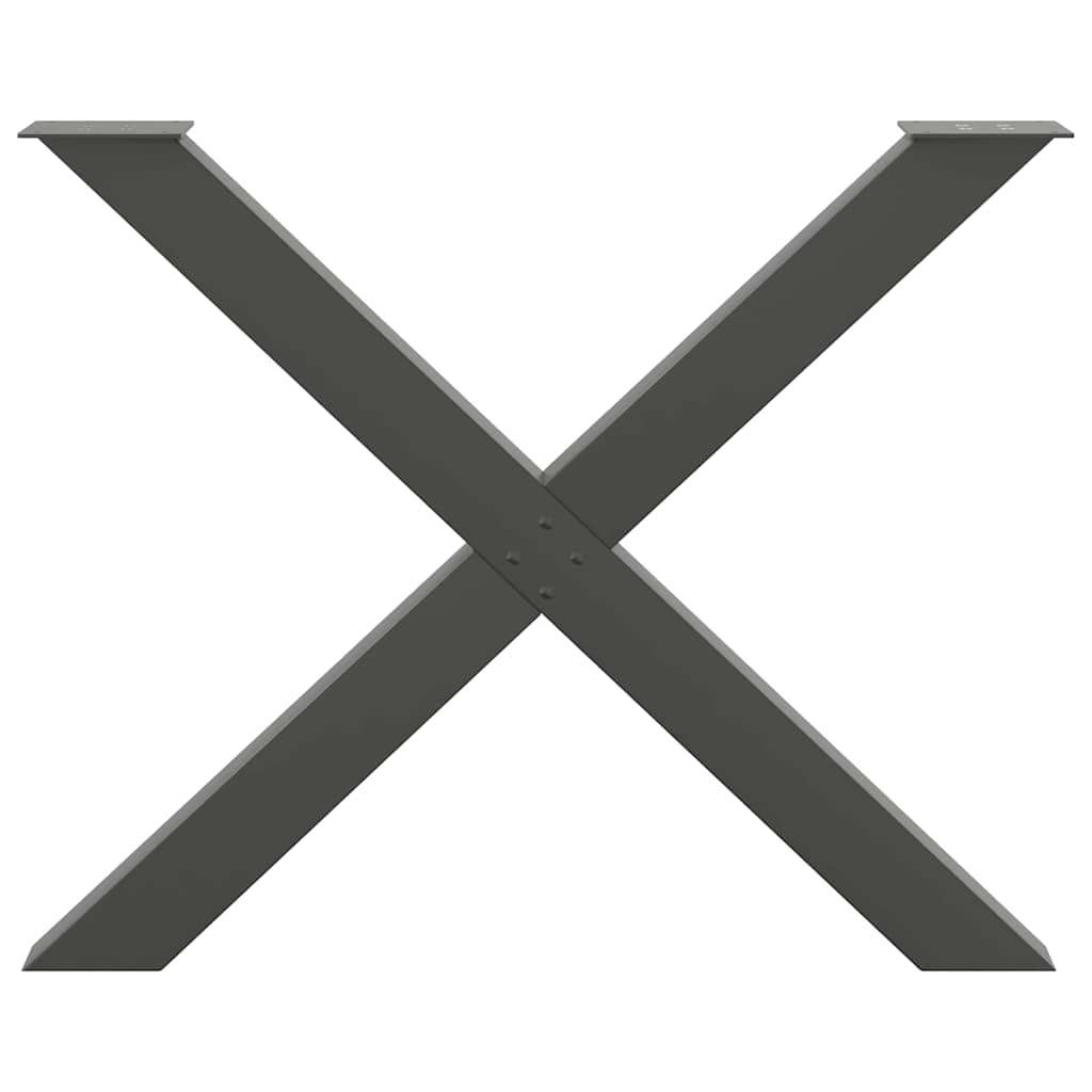 3 db antracitszürke X-alakú acél étkezőasztalláb 90 x (72-73) cm