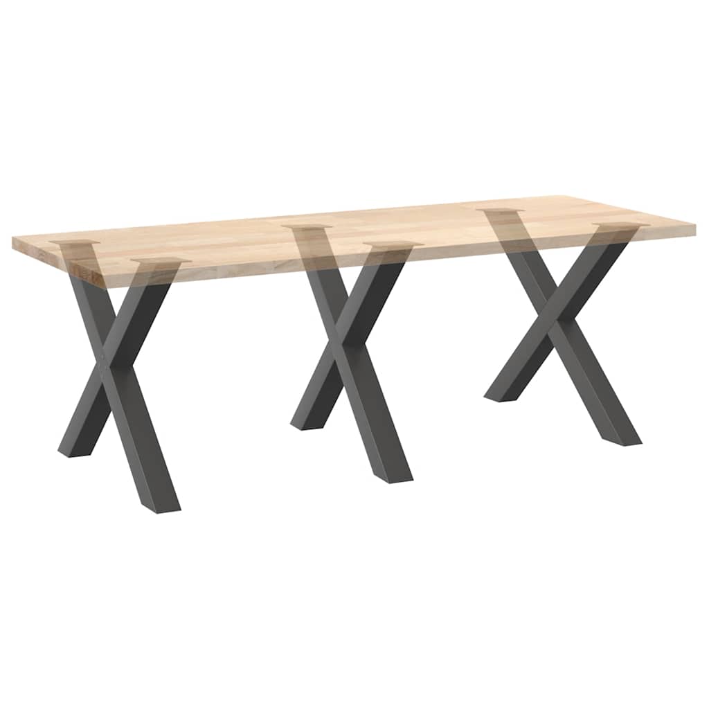3 db antracitszürke X-alakú acél étkezőasztalláb 90 x (72-73) cm
