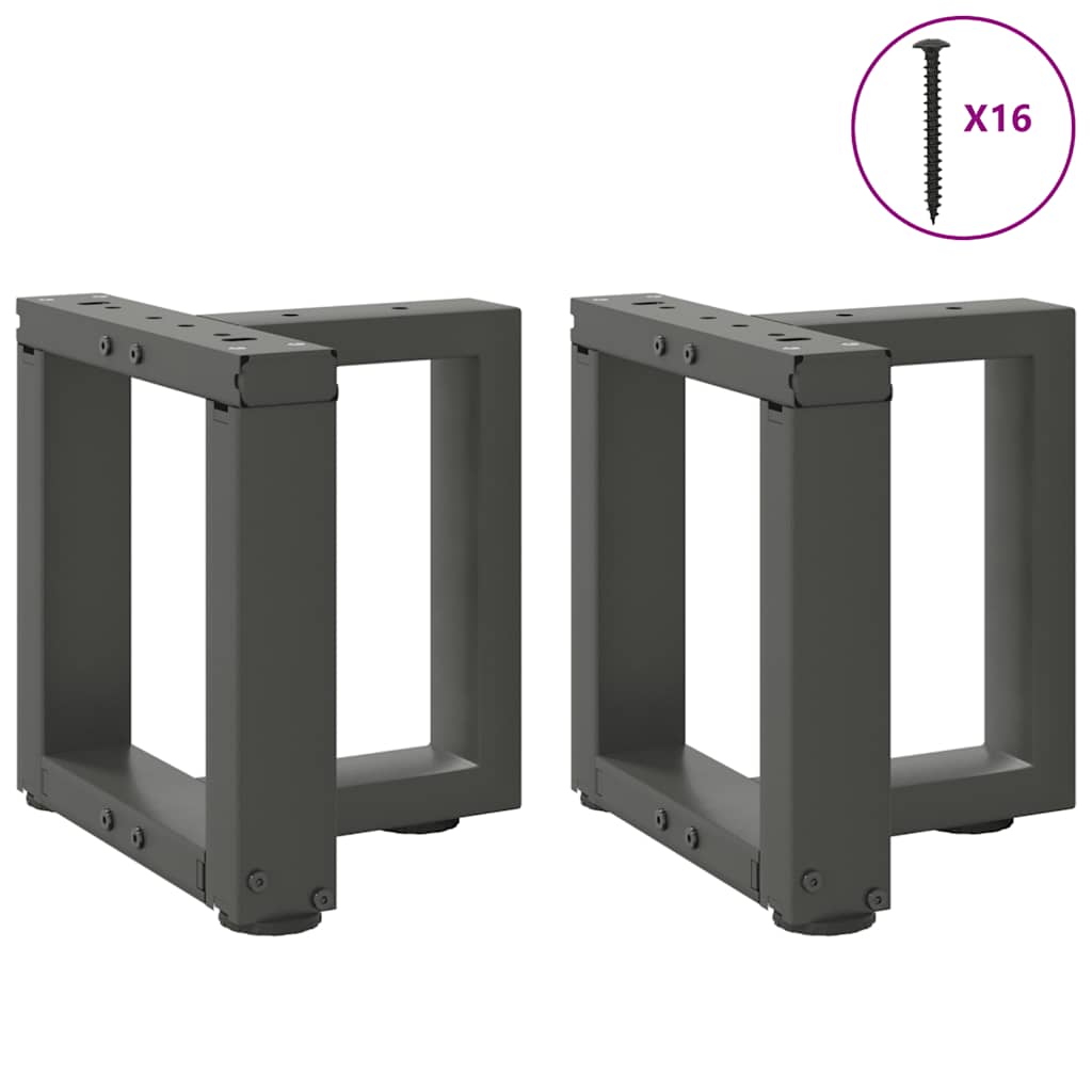 2 db antracitszürke, T-alakú acél dohányzóasztal láb 30x25x(30-31) cm
