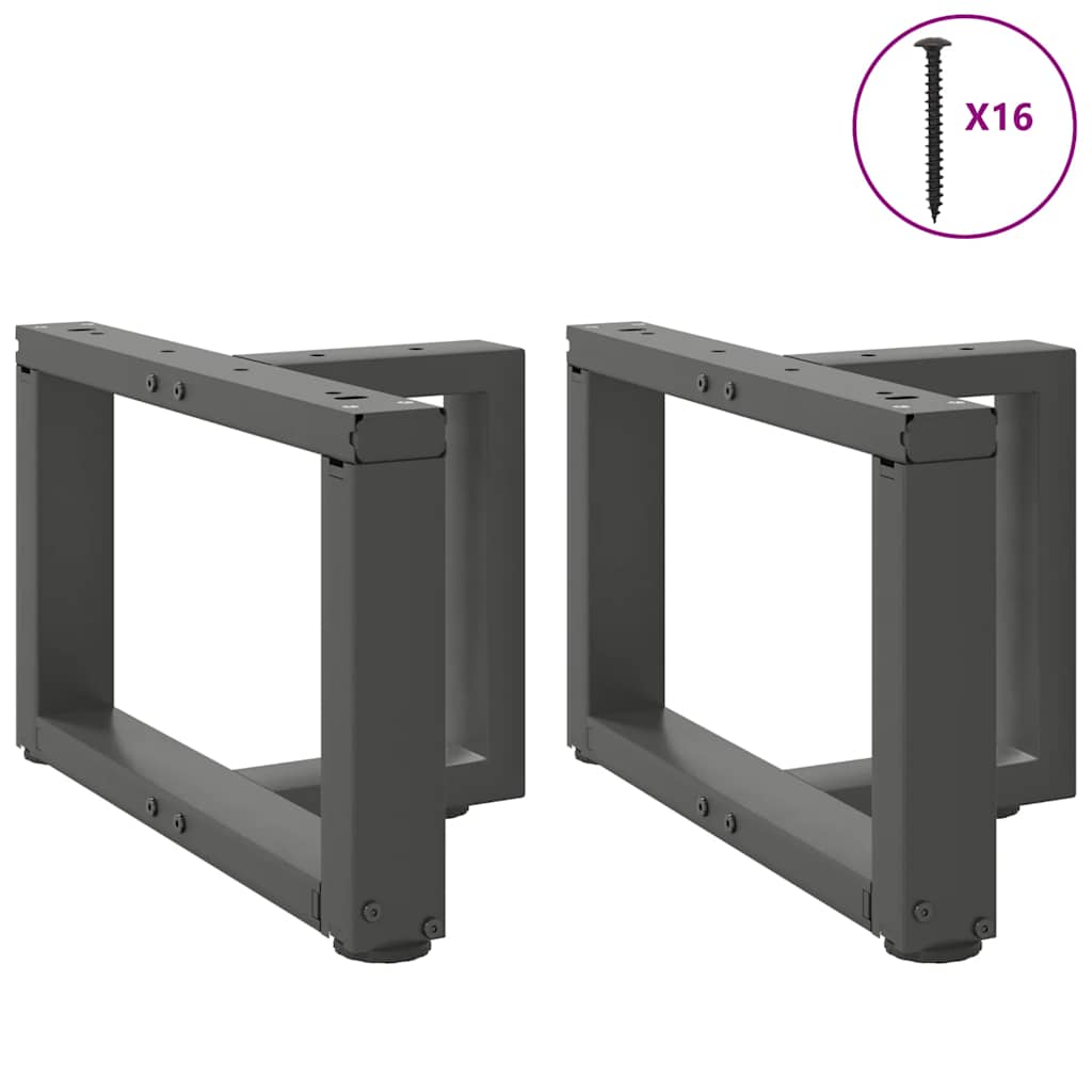 2 db antracitszürke, T-alakú acél dohányzóasztal láb 40x25x(30-31) cm