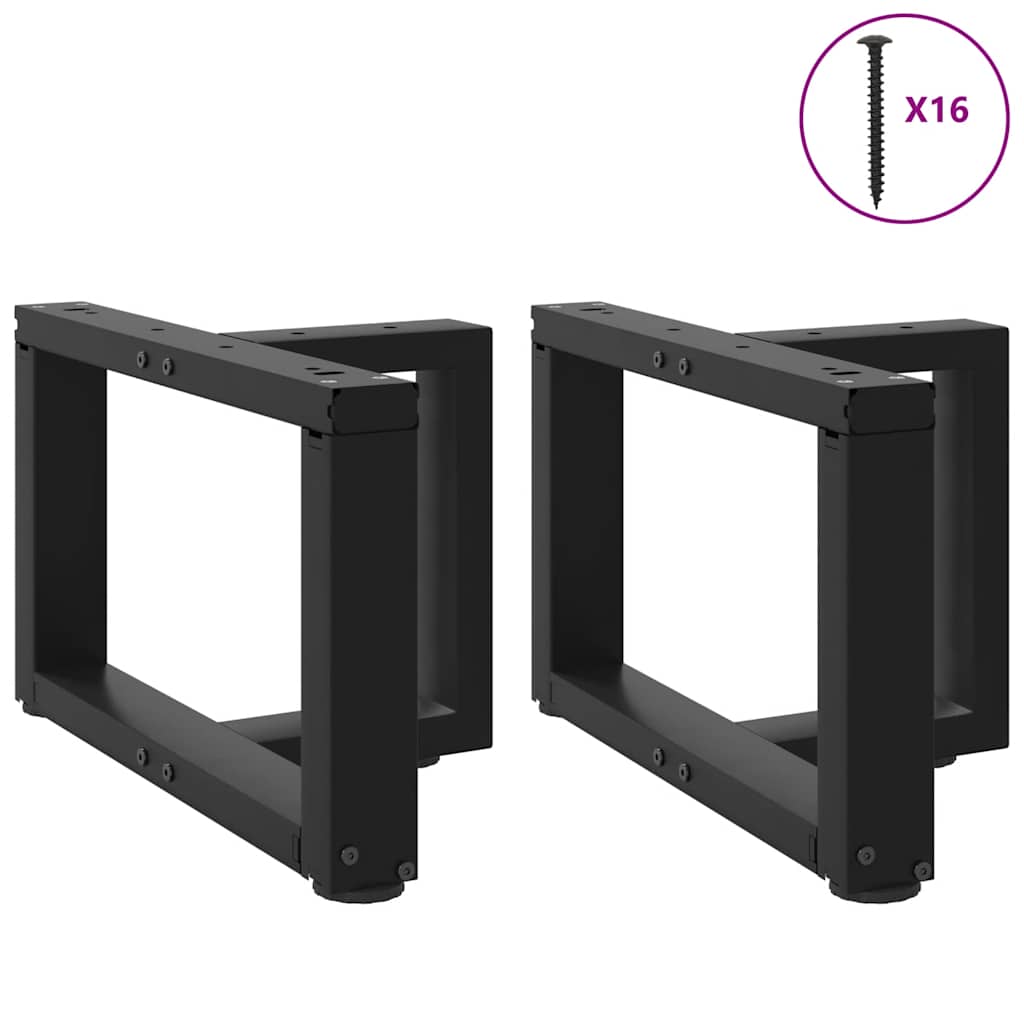 2 db fekete, T-alakú acél dohányzóasztal láb 50x25x(30-31) cm