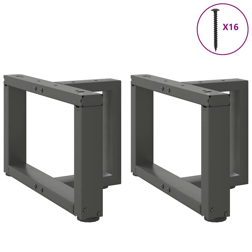 2 db antracitszürke, T-alakú acél dohányzóasztal láb 50x25x(30-31) cm