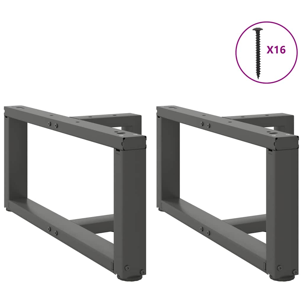 2 db antracitszürke, T-alakú acél dohányzóasztal láb 60x25x(30-31) cm