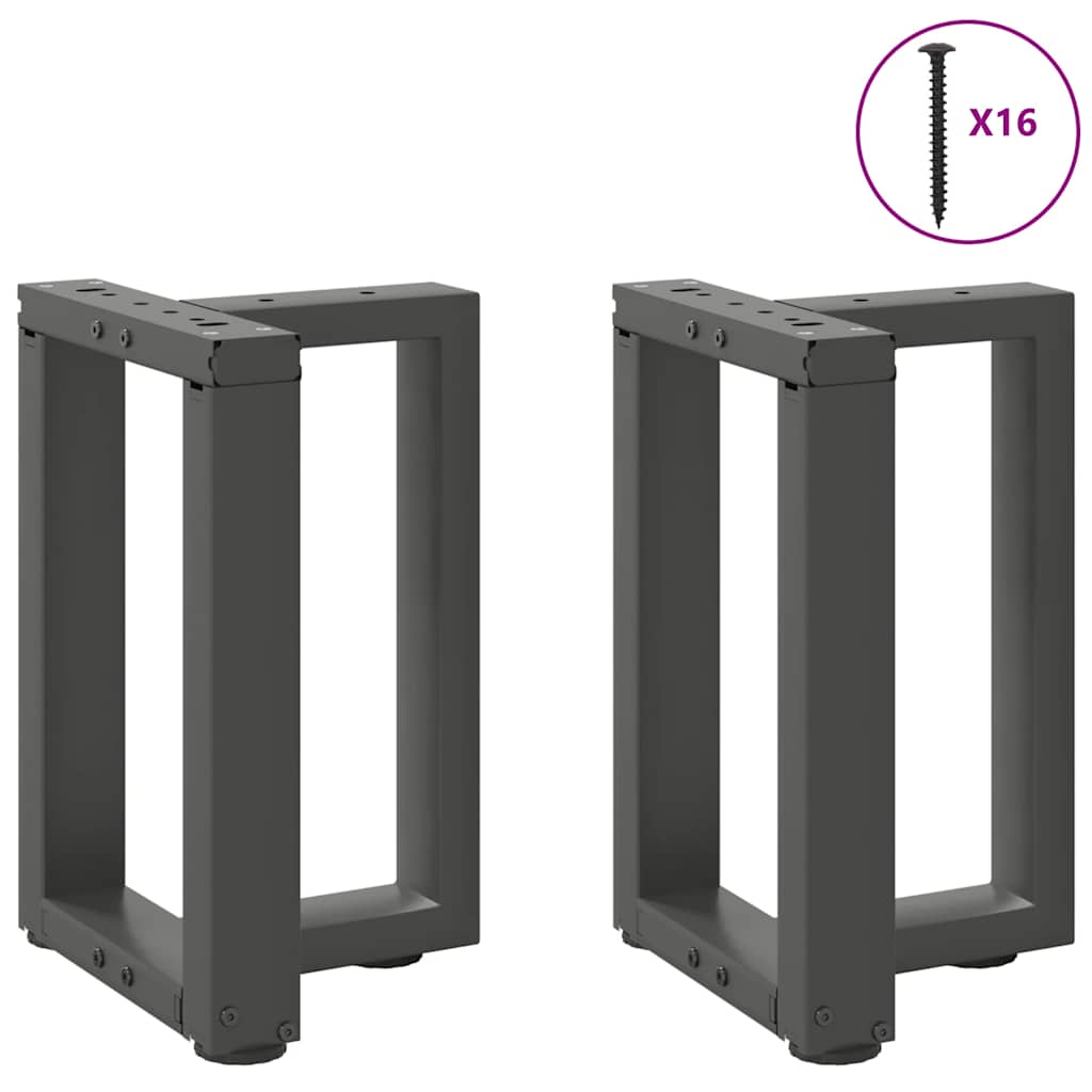 2 db antracitszürke, T-alakú acél dohányzóasztal láb 28x25x(42-43) cm