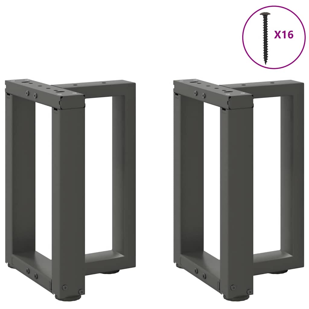 2 db antracitszürke, T-alakú acél dohányzóasztal láb 38x25x(42-43) cm