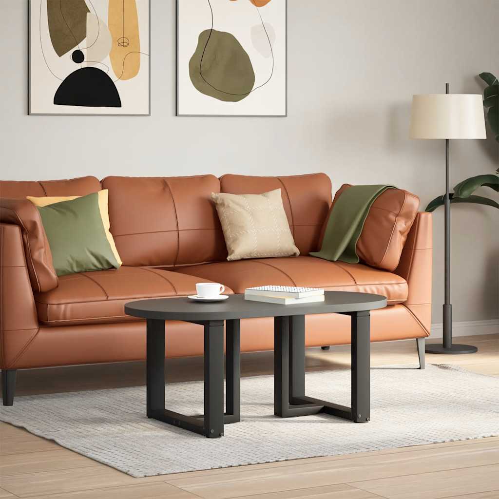 2 db fekete, T-alakú acél dohányzóasztal láb 50x25x(42-43) cm