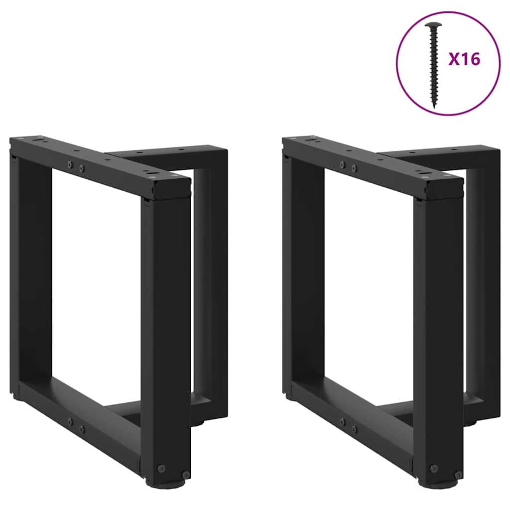 2 db fekete, T-alakú acél dohányzóasztal láb 50x25x(42-43) cm