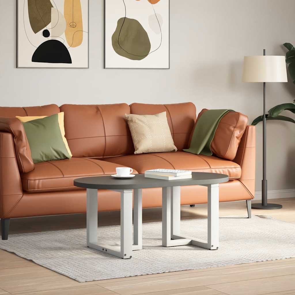 2 db fehér, T-alakú dohányzóasztal láb 50x25x(42-43) cm acél dohányzóasztal láb
