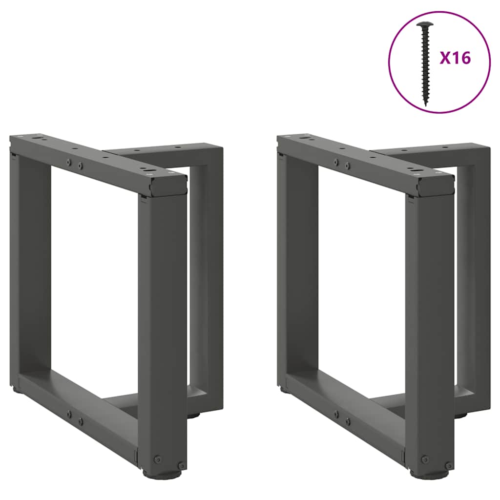 2 db antracitszürke, T-alakú acél dohányzóasztal láb 50x25x(42-43) cm