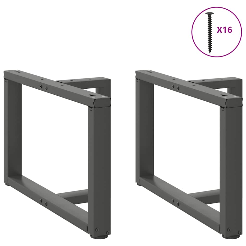 2 db antracitszürke, T-alakú acél dohányzóasztal láb 60x25x(42-43) cm