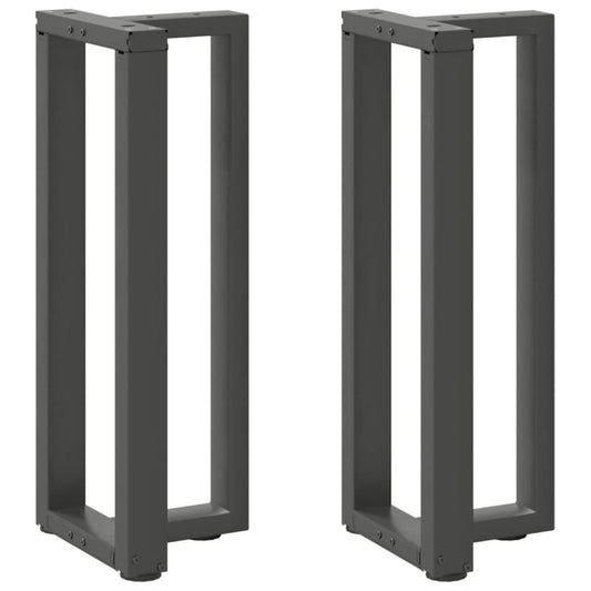 2 db antracitszürke T-alakú acél konzolasztal láb 25x28x(72-73) cm