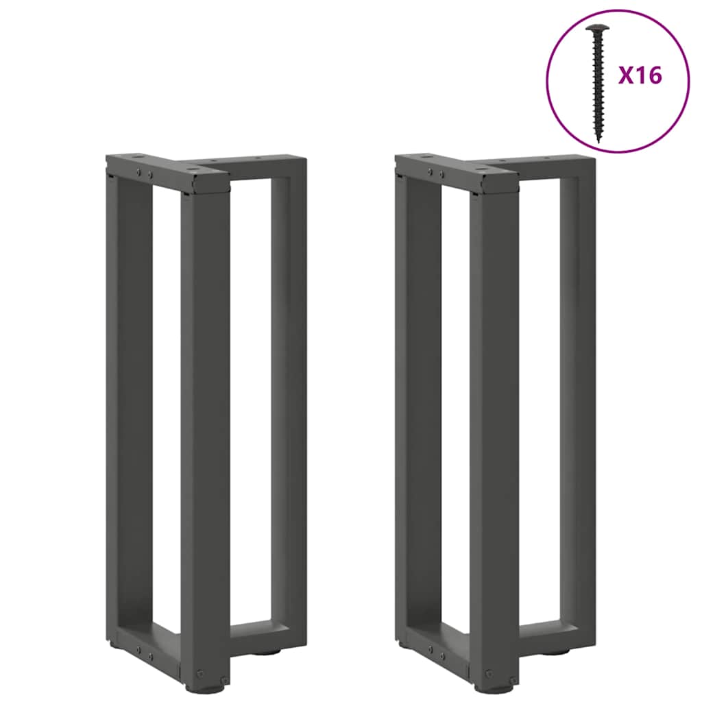 2 db antracitszürke T-alakú acél konzolasztal láb 25x28x(72-73) cm