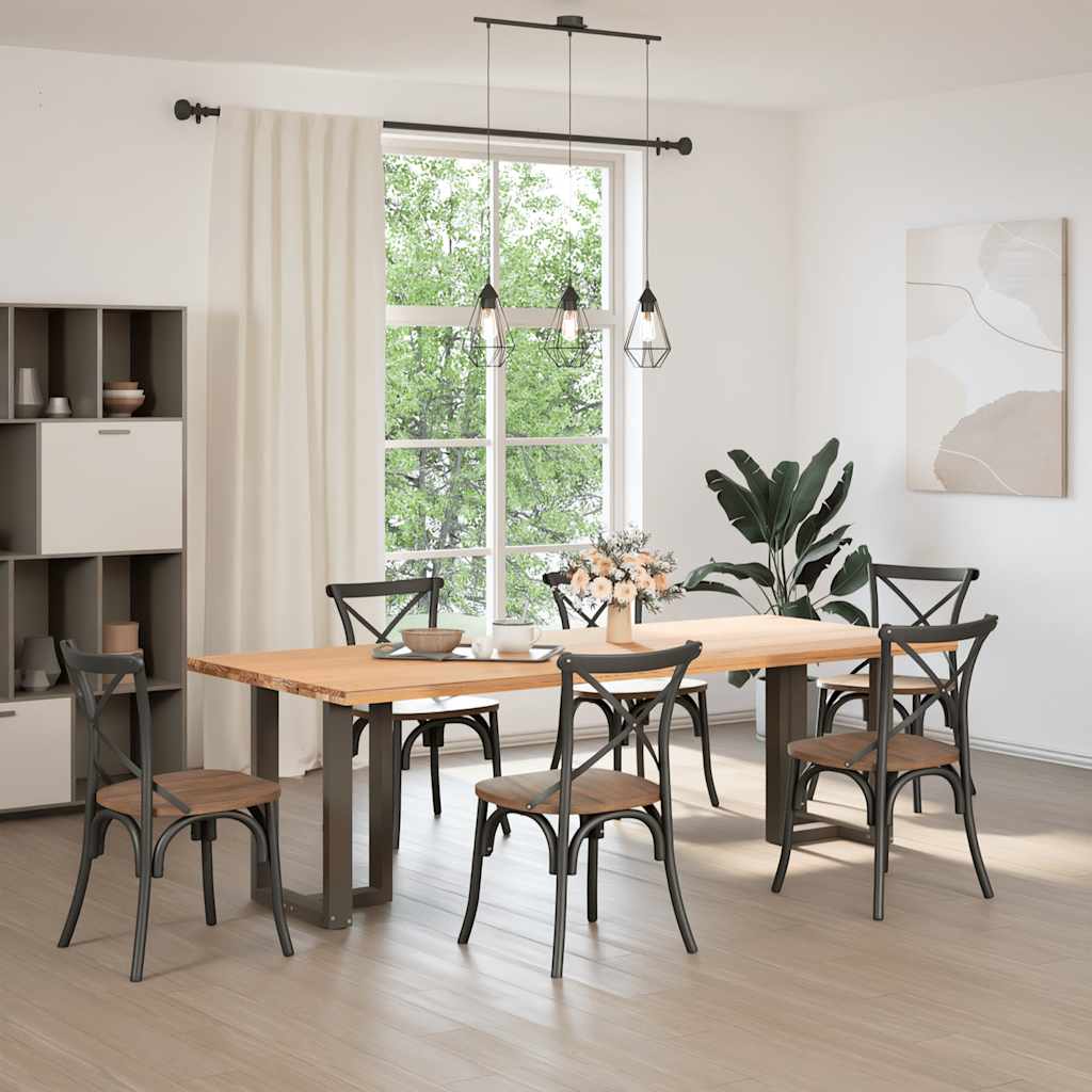 2 db fekete, T-alakú acél étkezőasztal láb 50x35x(72-73) cm