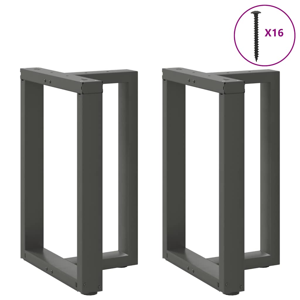 2 db antracitszürke, T-alakú acél étkezőasztal láb 60x35x(72-73) cm
