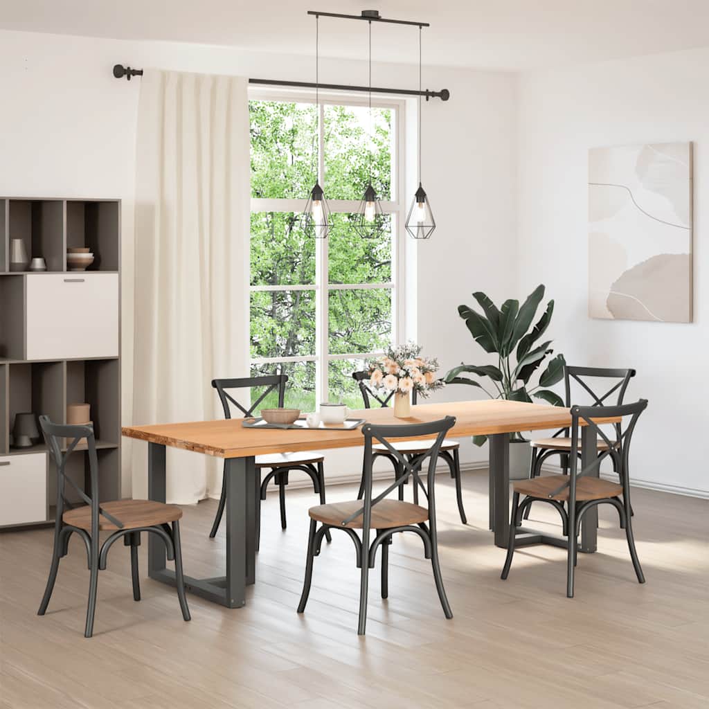 2 db antracitszürke, T-alakú acél étkezőasztal láb 80x35x(72-73) cm
