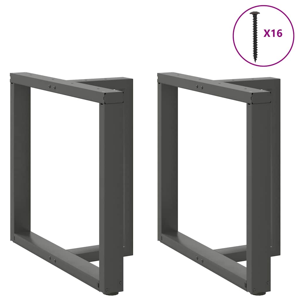 2 db antracitszürke, T-alakú acél étkezőasztal láb 80x35x(72-73) cm