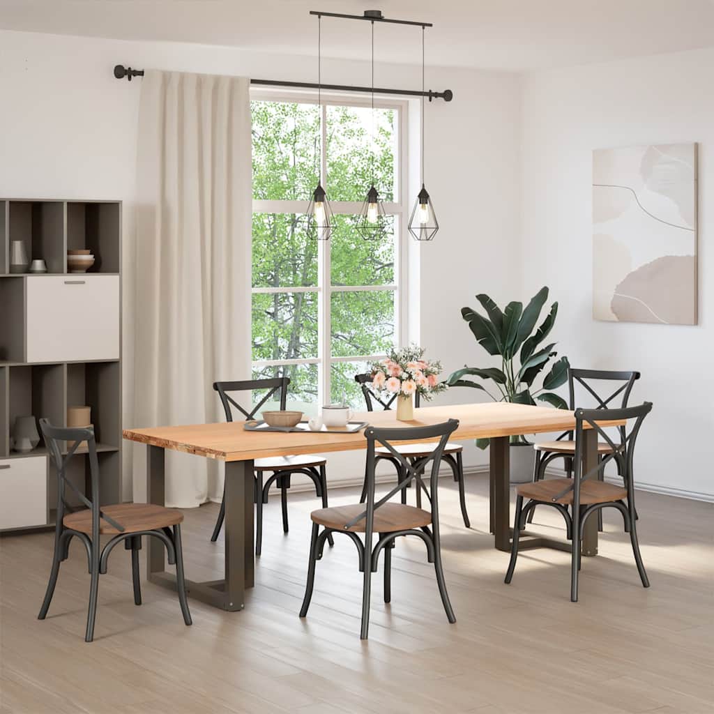 2 db fekete, T-alakú étkezőasztal láb 80x35x(72-73) cm acél étkezőasztal