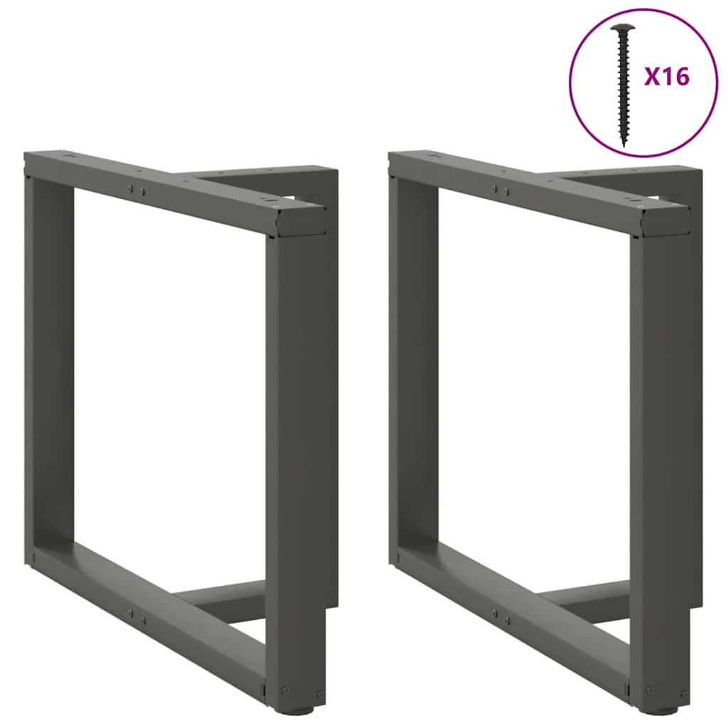 2 db antracitszürke, T-alakú acél étkezőasztal láb 90x35x(72-73) cm