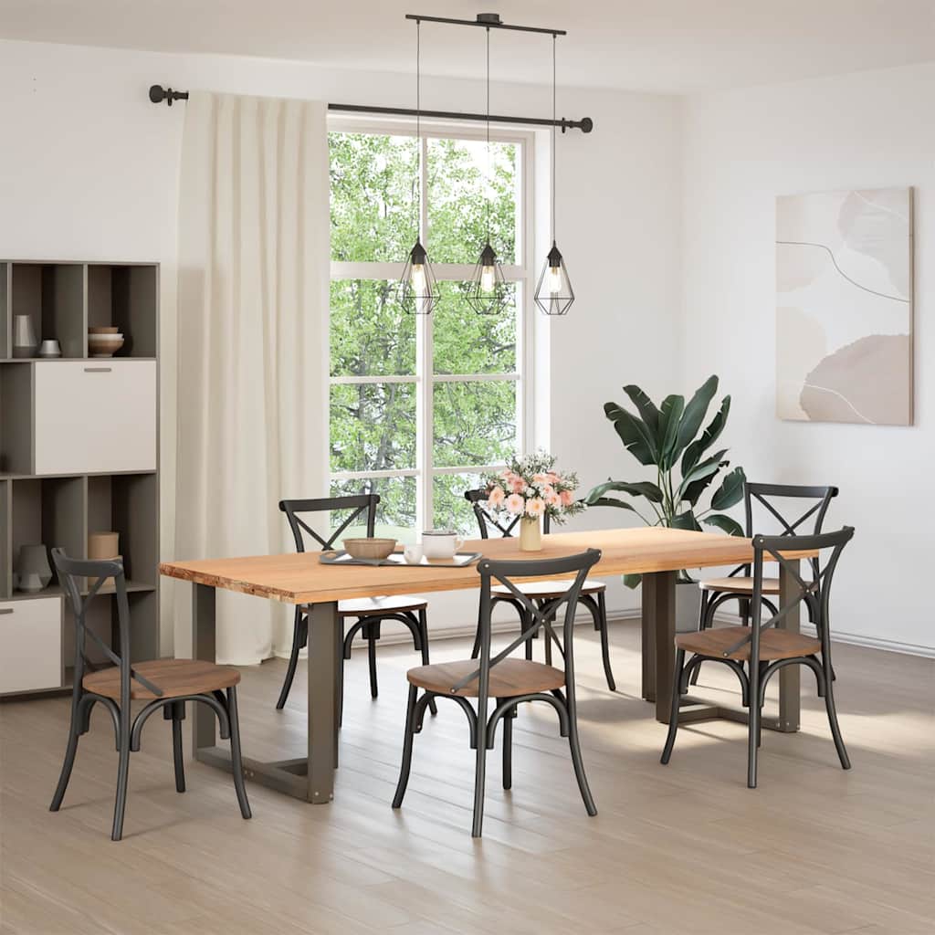 2 db T-alakú étkezőasztal láb fekete 100x35x(72-73) cm acél étkezőasztal