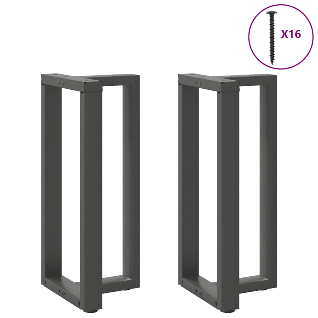2 db antracitszürke T-alakú acél bárasztalláb 50x35x(90-91) cm