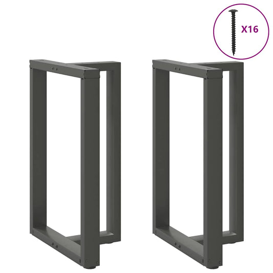2 db antracitszürke T-alakú acél bárasztalláb 60x35x(90-91) cm