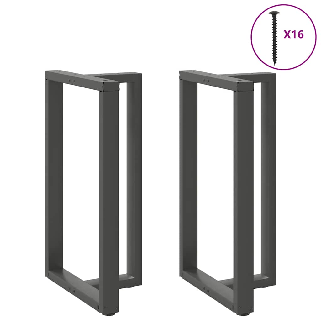 2 db antracitszürke T-alakú acél bárasztalláb 60x35x(100-101) cm