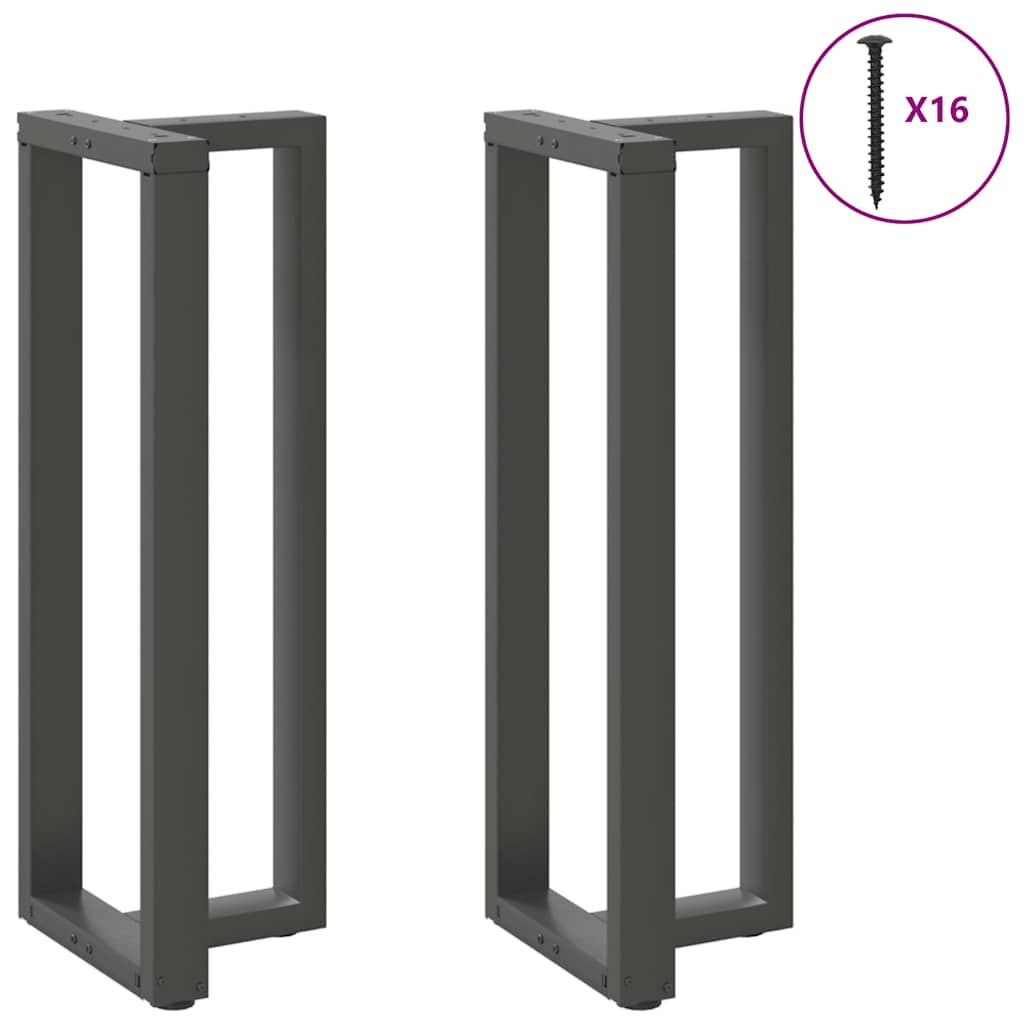 2 db antracitszürke T-alakú acél bárasztalláb 50x35x(110-111) cm