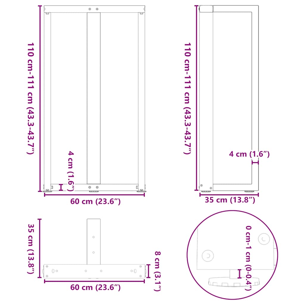 2 db T-alakú bárasztalláb, fehér, 60x35x(110-111) cm, acél