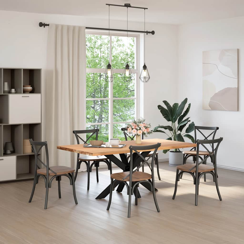 étkezőasztal pók alakú fekete acél láb 120x68x(72-73) cm