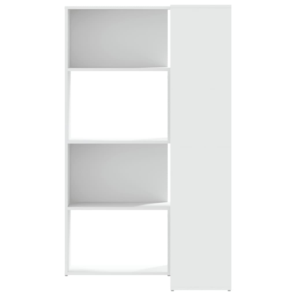 4 szintes fehér szerelt fa sarok könyvespolc 85 x 85 x 140 cm