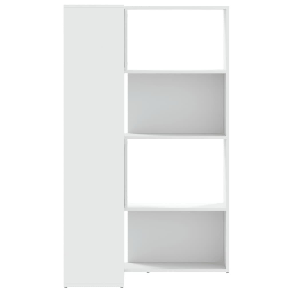 4 szintes fehér szerelt fa sarok könyvespolc 85 x 85 x 140 cm