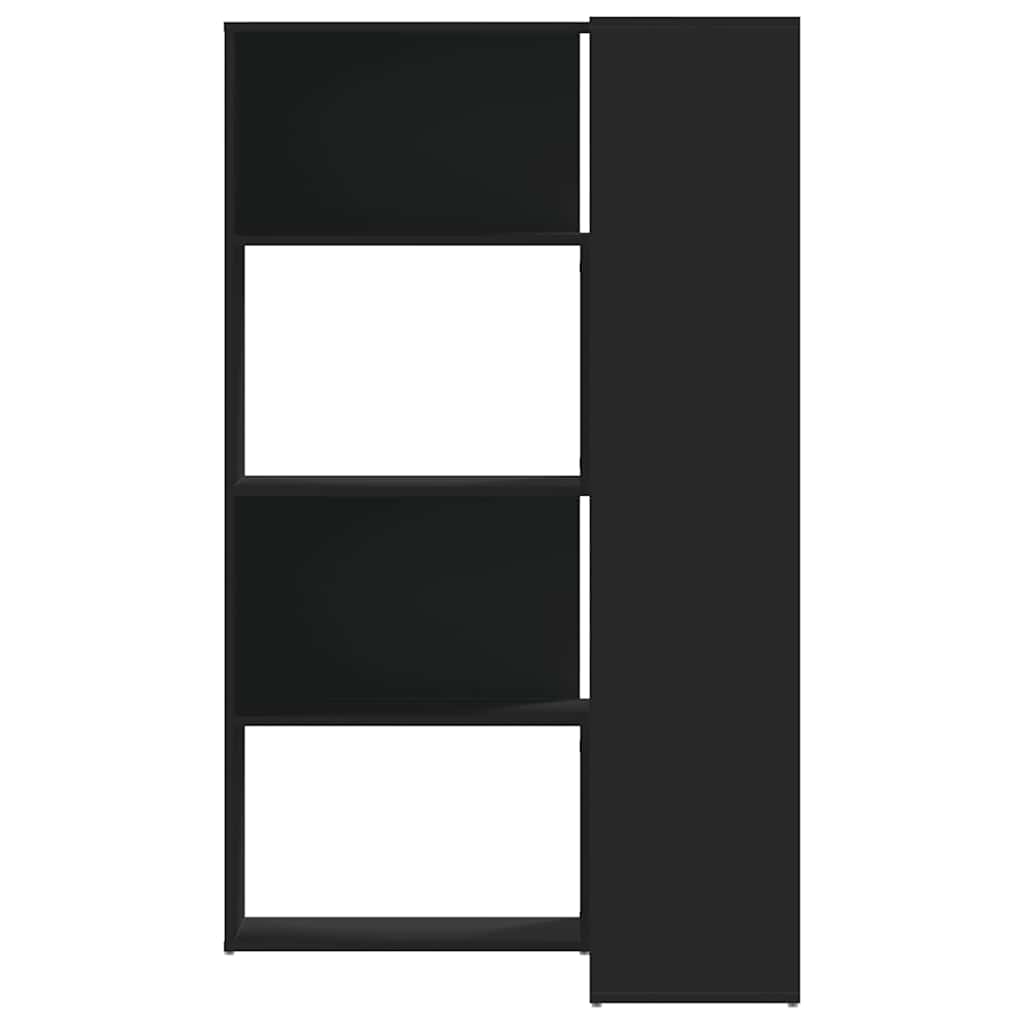 4 szintes fekete szerelt fa sarokkönyvespolc 85 x 85 x 140 cm