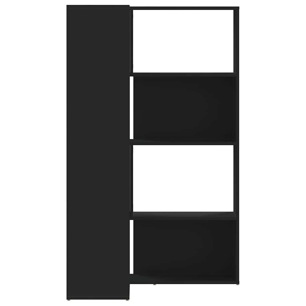4 szintes fekete szerelt fa sarokkönyvespolc 85 x 85 x 140 cm