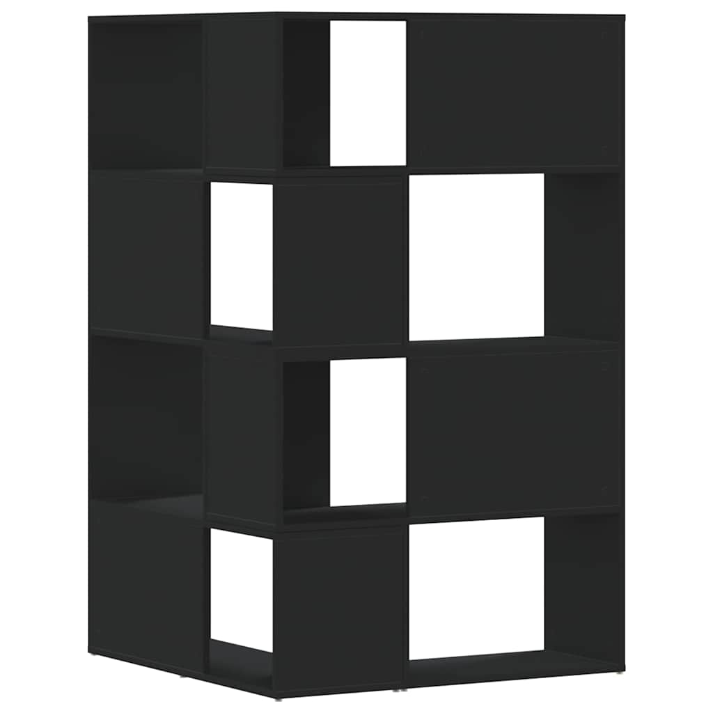 4 szintes fekete szerelt fa sarokkönyvespolc 85 x 85 x 140 cm