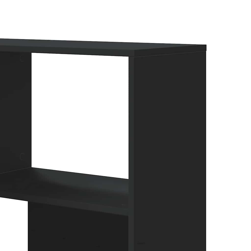 4 szintes fekete szerelt fa sarokkönyvespolc 85 x 85 x 140 cm