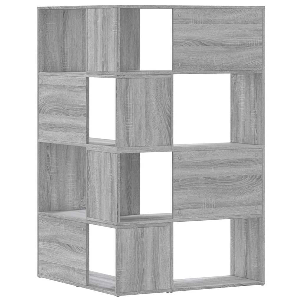 4 szintes szürke szerelt fa sarokkönyvespolc 85x85x140 cm