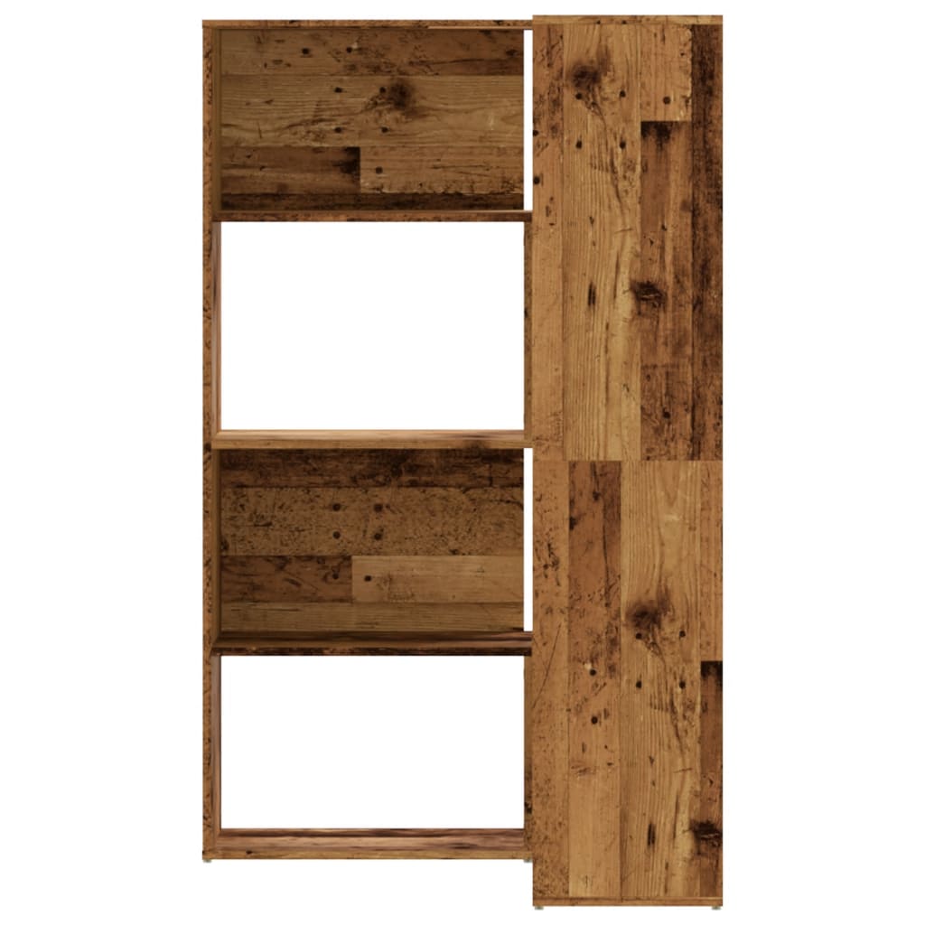 4 szintes antik fa szerelt fa sarokkönyvespolc 85 x 85 x 140 cm