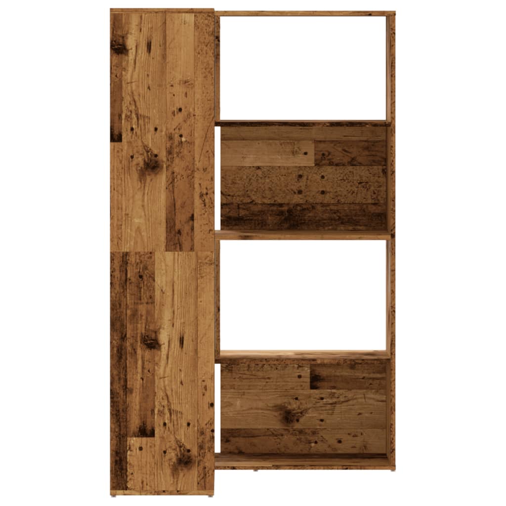 4 szintes antik fa szerelt fa sarokkönyvespolc 85 x 85 x 140 cm
