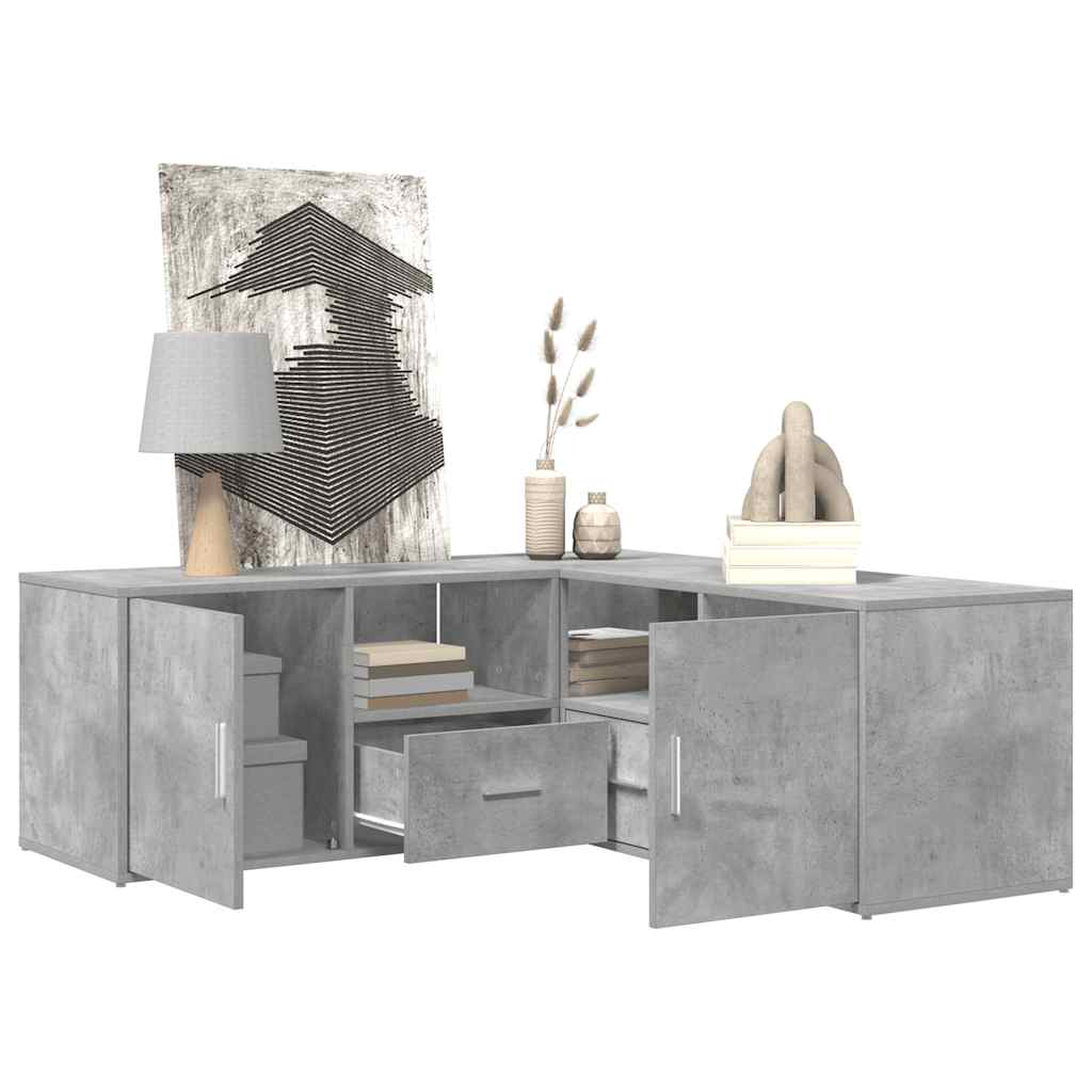 betonszürke szerelt fa sarokszekrény 200 x 40 x 45 cm