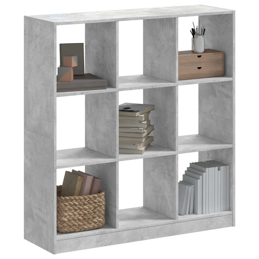 betonszürke szerelt fa könyvespolc 102 x 32 x 108 cm