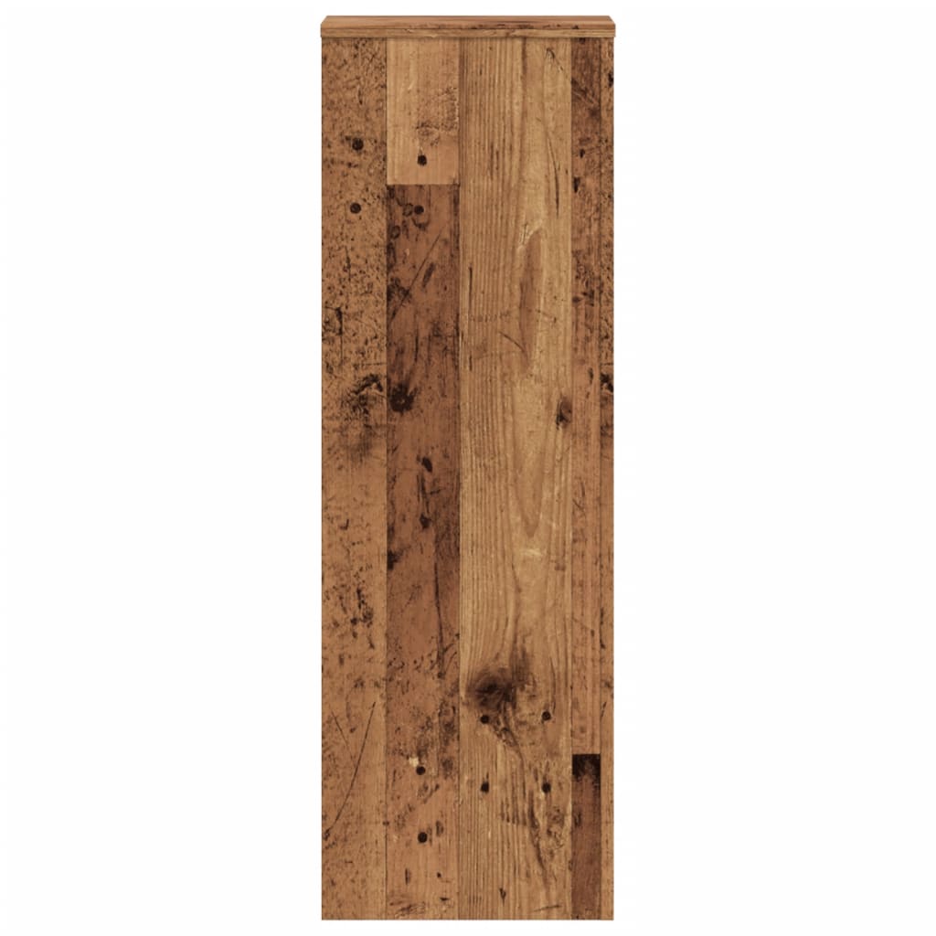 2 db antik fa színű szerelt fa növénytartó állvány 30x30x100 cm