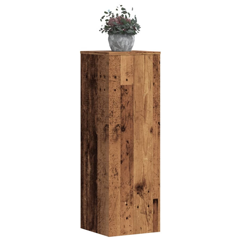2 db antik fa színű szerelt fa növénytartó állvány 30x30x100 cm