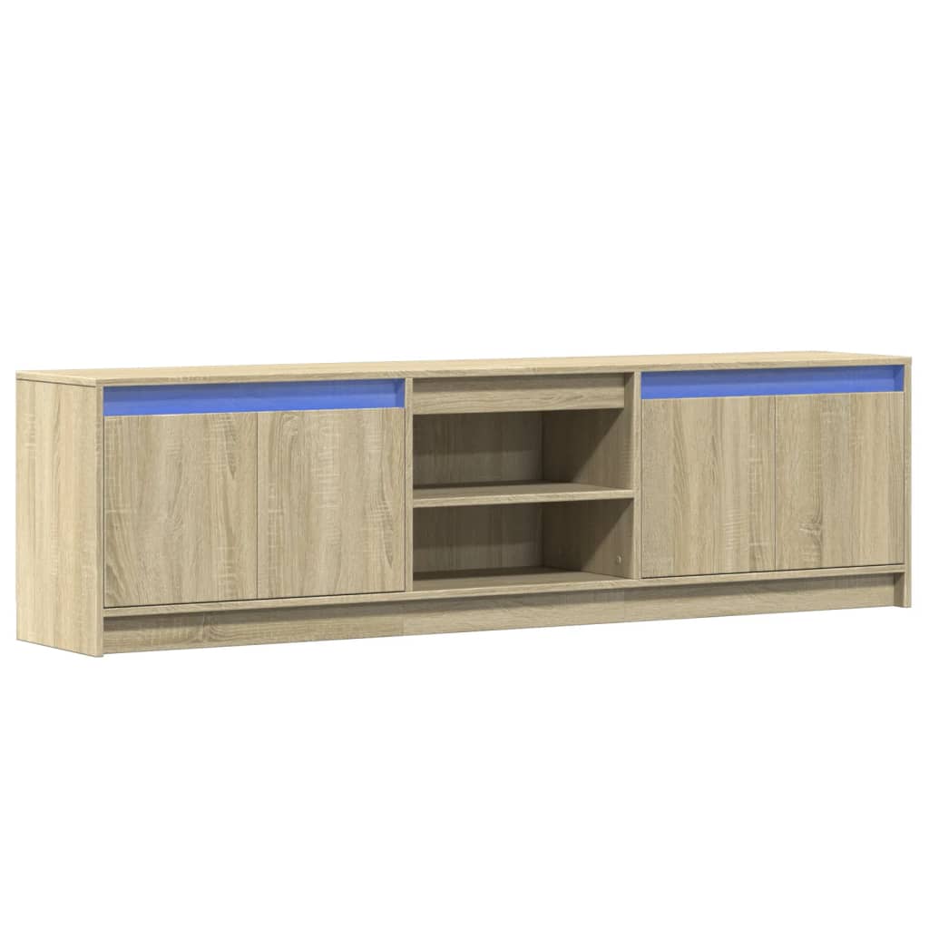 sonoma tölgy színű szerelt fa LED-es TV-szekrény 180x34x50 cm