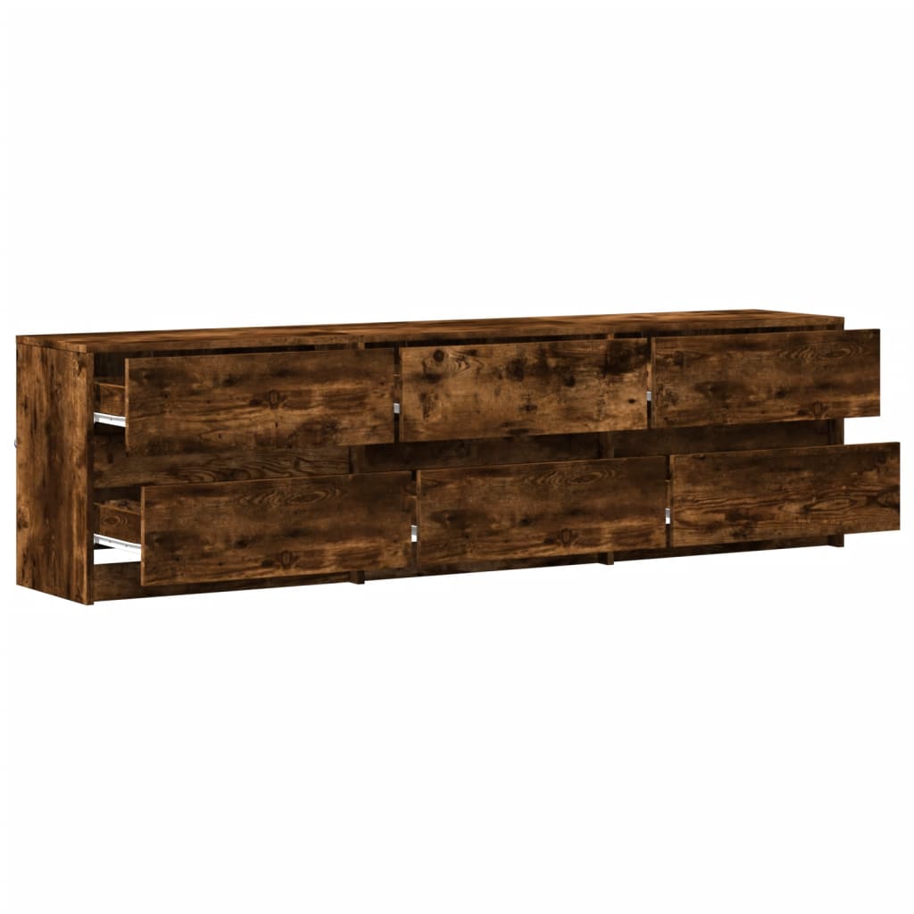 füstös tölgy színű szerelt fa LED-es TV-szekrény 180x34x50 cm