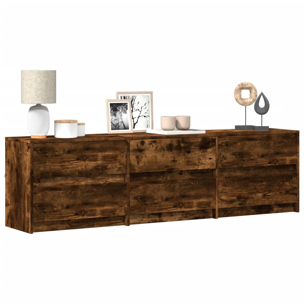 füstös tölgy színű szerelt fa LED-es TV-szekrény 180x34x50 cm