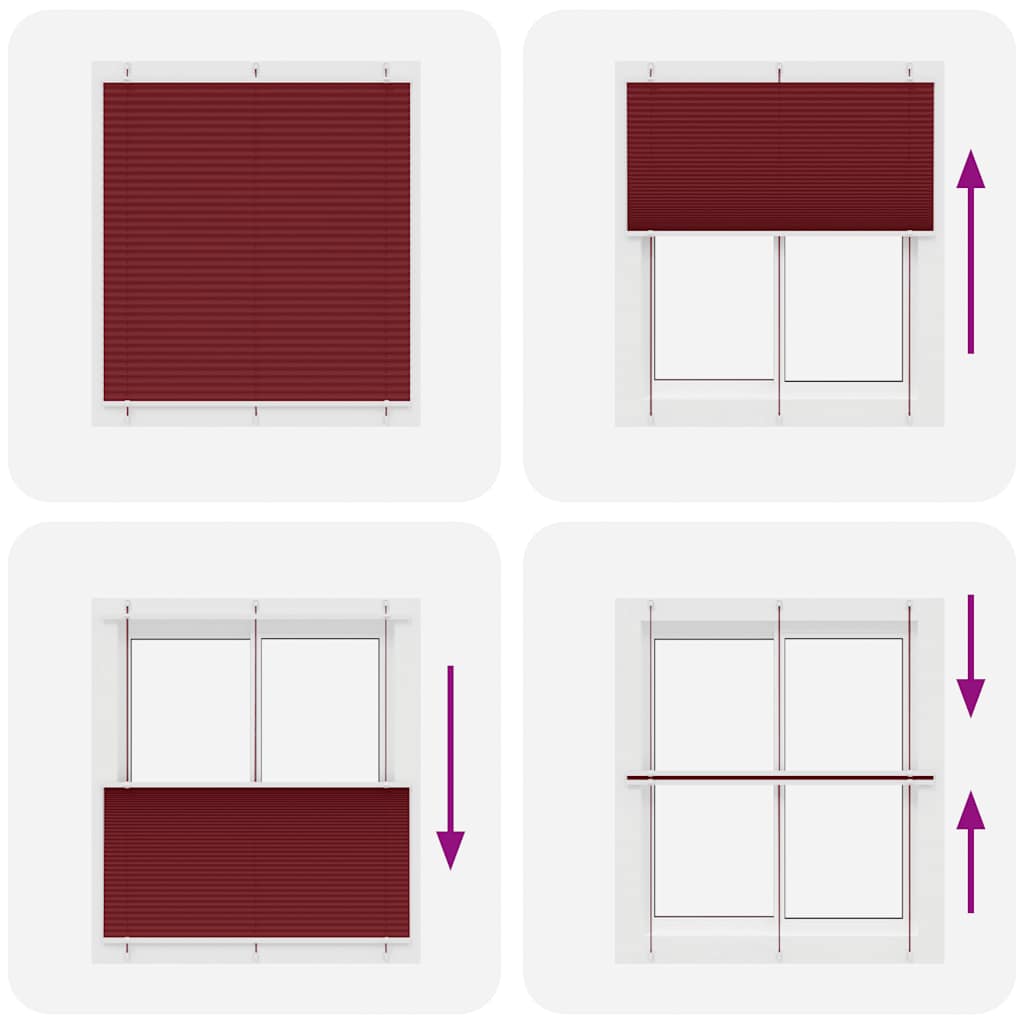 pliszírozott redőny Bordeaux piros 120x100 cm szövetszélesség