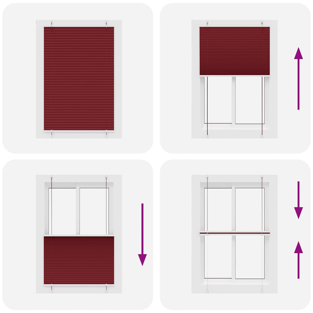 pliszírozott redőny Bordeaux piros 95x150 cm szövetszélesség