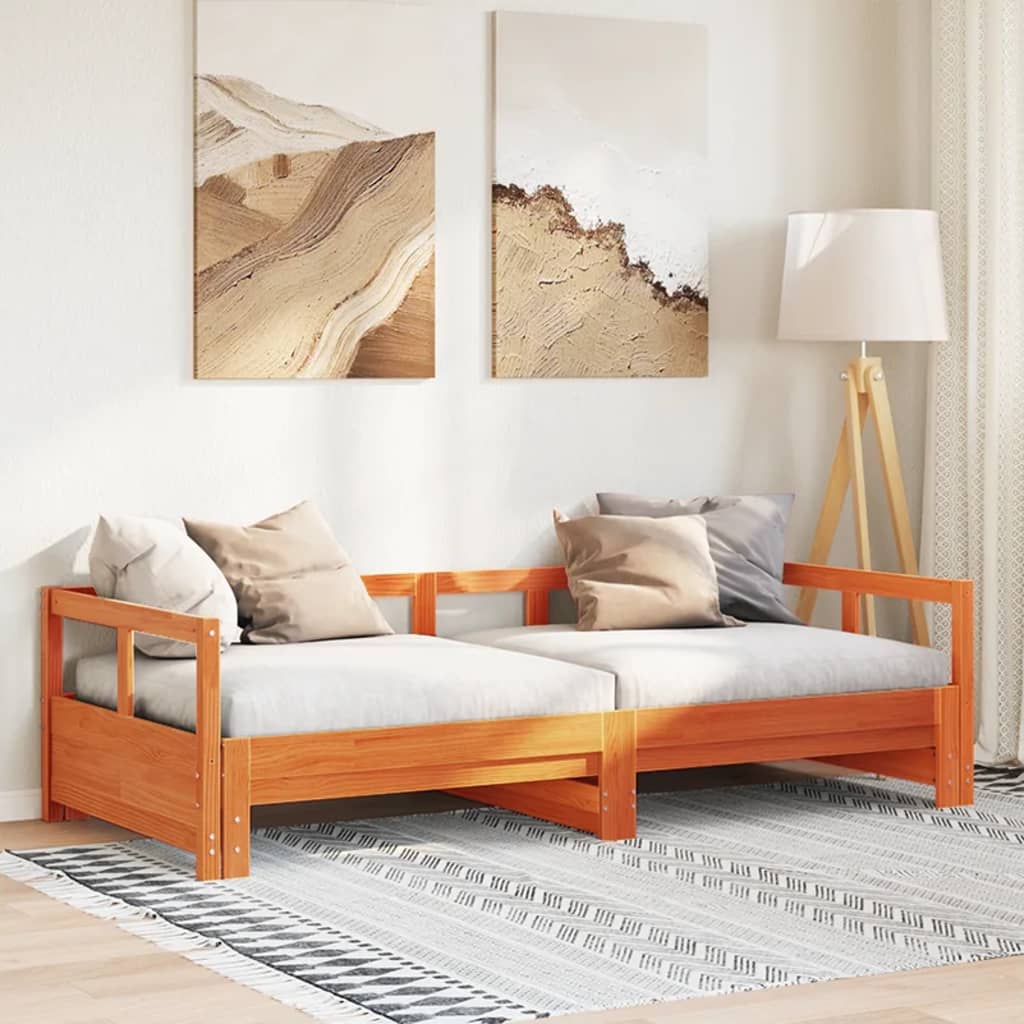 viaszbarna tömör fenyőfa kanapéágy matrac nélkül 80 x 200 cm